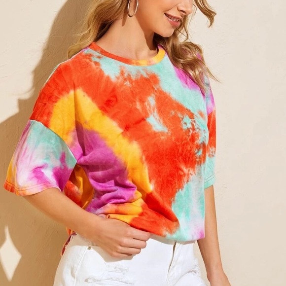 Oversized Sunkist Tie Dye Drop Shoulder T-Shirt - Picture 2 of 10